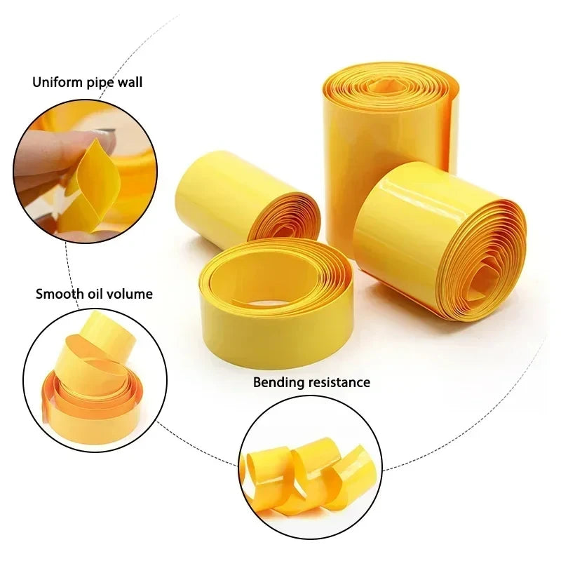 3/5 m gelb/lila 7 mm ~ 130 mm PVC-Schrumpfschlauch für 18650 Lithium-Akkupacks, isolierende Folienhülle, Schutzkabelhülle
