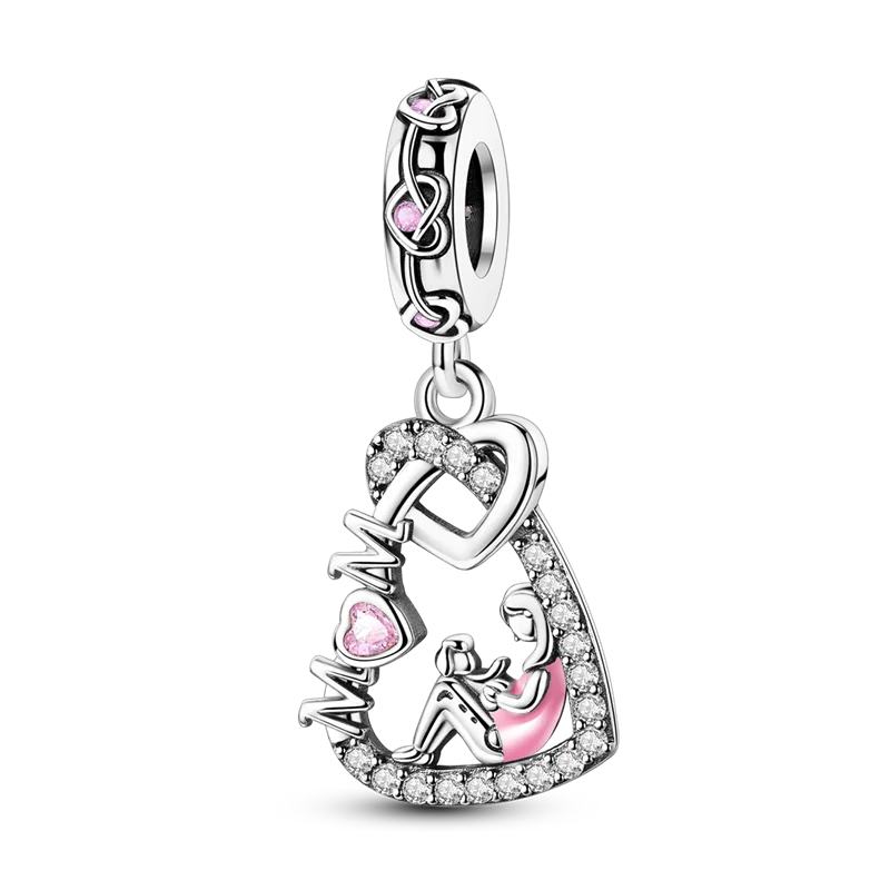 Charm-Perle aus 925er-Sterlingsilber, Mutter-Geschenk, Mutter, Liebe, glückliche Familie, baumelnd, passend für Original-Armreif, Halskette, DIY-Schmuck