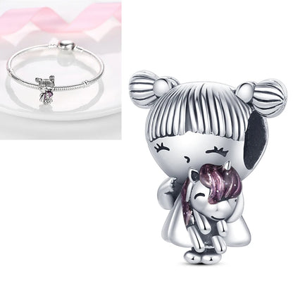 Charms aus 925er-Sterlingsilber, bunt, Sonnenblume, Hund, Jungen, Geschenkartikel, Schmetterling, Flugzeug, Erde, passend für Original-Anhänger, Schmuck, Make-up