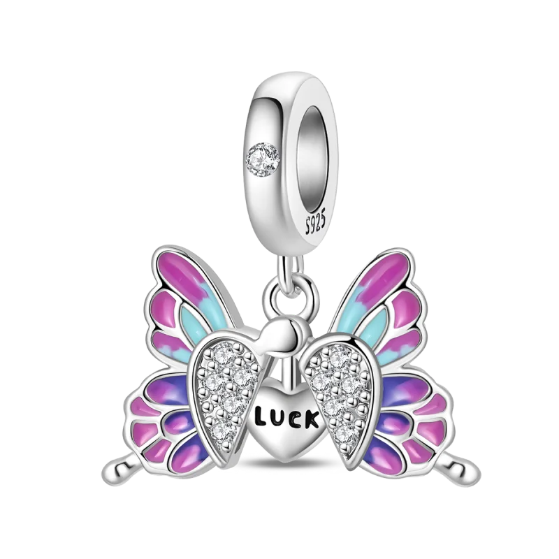 Heißer Verkauf, 925er-Sterlingsilber, Sterne und Mond, Perlen, Schmetterling und Engel, baumelnder Charm, passend für Armbänder, niedliche bunte Anhänger-Geschenke
