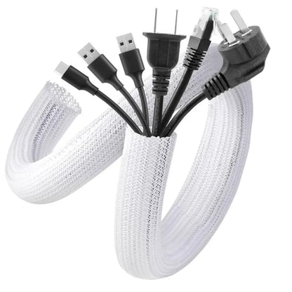 5//3/1M geflochtene Kabelhülse aus PET-Nylon, Kabelgehäuse, Kabelhülsen, Draht für Schreibtisch, PC, TV, Kabelschutz, Kabelwickelabdeckung