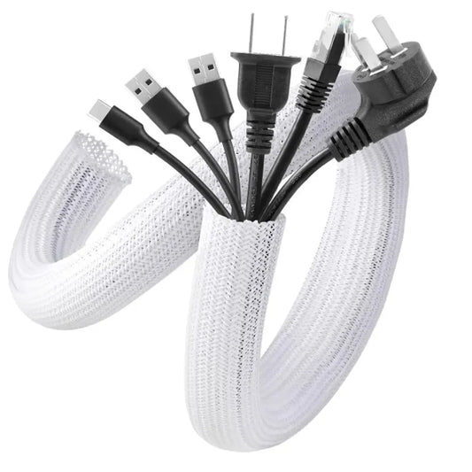 5//3/1M geflochtene Kabelhülse aus PET-Nylon, Kabelgehäuse, Kabelhülsen, Draht für Schreibtisch, PC, TV, Kabelschutz, Kabelwickelabdeckung