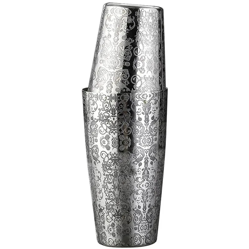 Boston Shaker aus Edelstahl mit geätztem Muster, Cocktail-Shaker, Martini-Shaker, Getränkemixer, professionelle Barkeeper-Sets