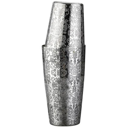 Boston Shaker aus Edelstahl mit geätztem Muster, Cocktail-Shaker, Martini-Shaker, Getränkemixer, professionelle Barkeeper-Sets