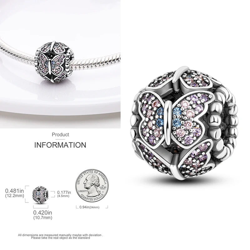 Katze Schmetterling Gänseblümchen CZ Pave Clip Charms Positionierung Schnalle 925 Sterling Silber Silikon Spacer Perlen passen Original Racelet DIY