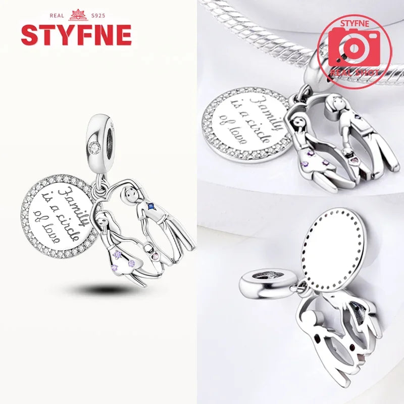 S925 Silber Für Immer Liebe Mutter Familie Schwester Herz Charms Perlen Fit Original Armband Charme Diy Familie Geschenk für Frauen