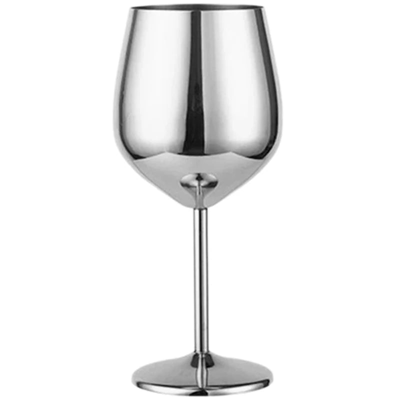 500 ml Weinglas-Becher aus Edelstahl, 304 Roségold, Silber, Goldfarbe, langlebiger Metallbecher für Rotwein, Champagner, Bar, Party