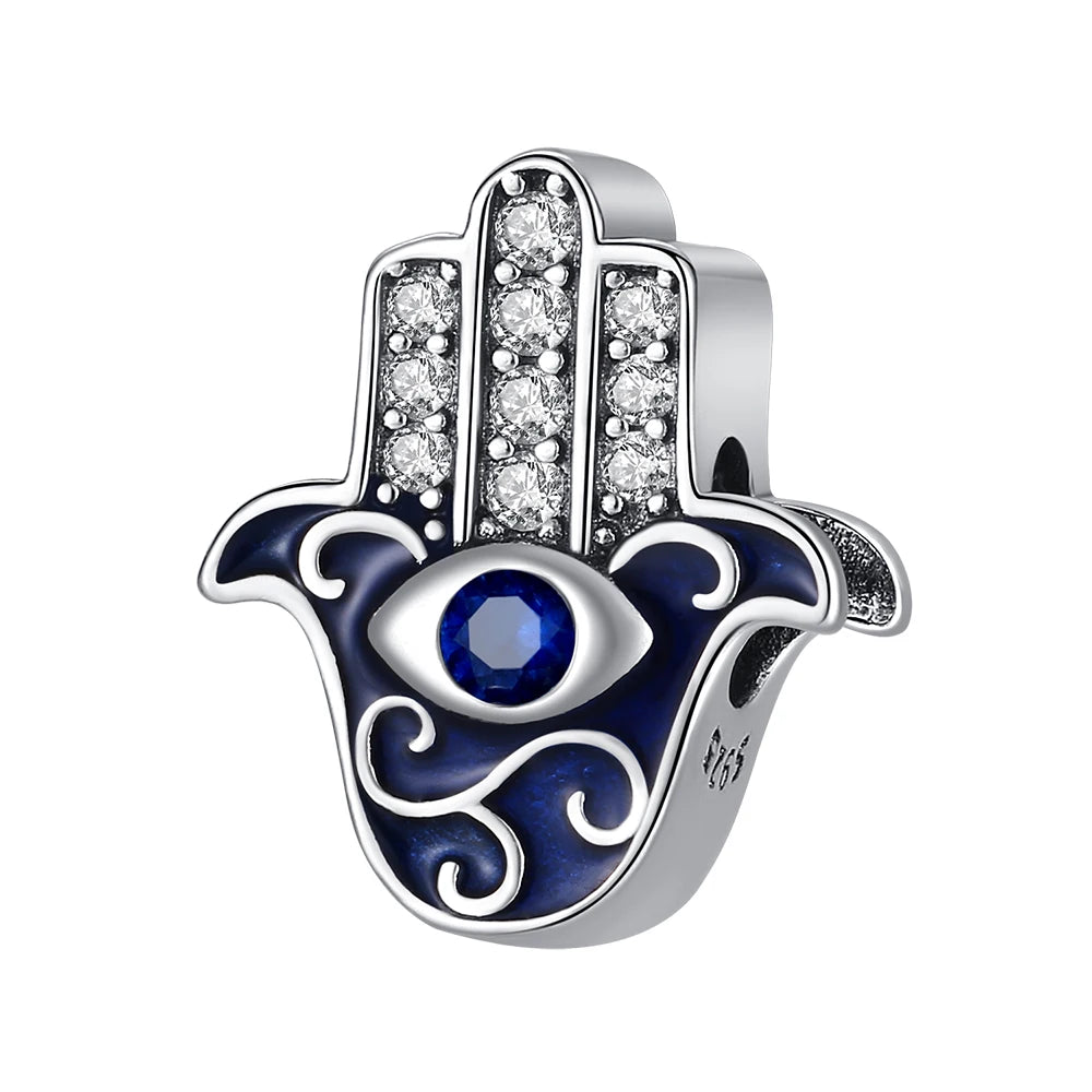 Blaue Serie 925 Sterling Silber Eidechsen-Herz Roboter Kaffee Mit Blumen Charms Passend für DIY Armband Halskette Casual Party Geschenke