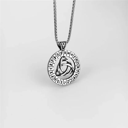 YILUOCD Viking Nordic Rune Halsketten für Männer Edelstahl Trinity Keltischer Knoten Anhänger Amulett Pagan Nordische Runen Jewerly