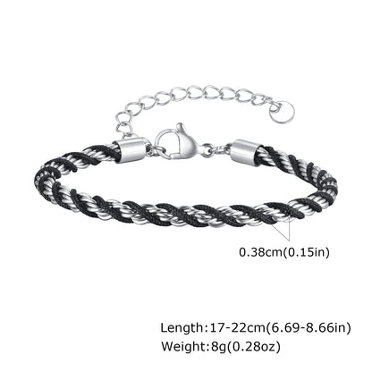 Zweifarbige Kettenarmbänder für Männer und Jungen, verstellbares Armband mit gedrehtem Seil aus Edelstahl, stilvolle Schmuckgeschenke