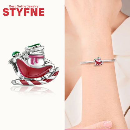 S925 Silber Weihnachten Schneeflocke Charms Herzförmige Glänzende Zirkon Perle Fit Original Armband Diy Edlen Schmuck Weihnachten Geschenk