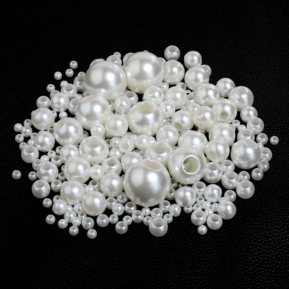 ABS Imitation Perle Perlen Lose Große Loch Runde Perlen Acryl Spacer Perlen Für Handgemachte Armband, Die DIY Schmuck Zubehör