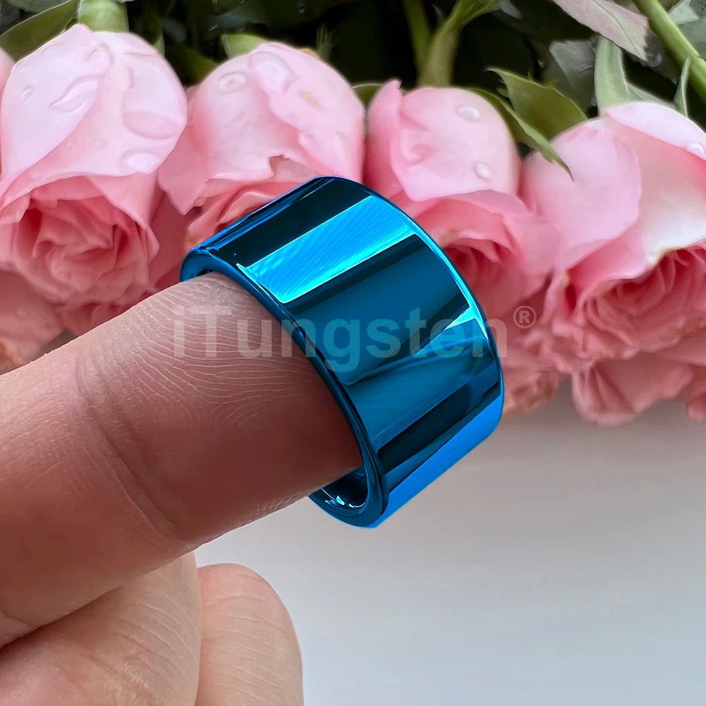iTungsten 12mm Dropshipping Große Männer Ring Glänzende Wolfram Hochzeit Band Mode Schmuck Rohr Cut Poliert Komfort Fit