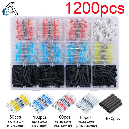 280/1200 stücke Solder Sealed Wire Connectors Schrumpf Solder Butt Connectors Solder Connector Kit Automotive Marine Isolierung