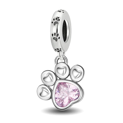 Charms aus 925er-Sterlingsilber mit Tierhantel, niedlicher rosa Hund, Perlen, passend für DIY-Armbänder, Armreifen, Geschenk von hochwertigem Schmuck