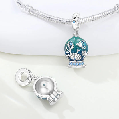 Ocean Series 925er Sterlingsilber, Wal, Schildkröte, kleiner Fisch, Qualle, Delfin, blauer Charm, passend für DIY-Armband, Halskette, Party-Schmuck