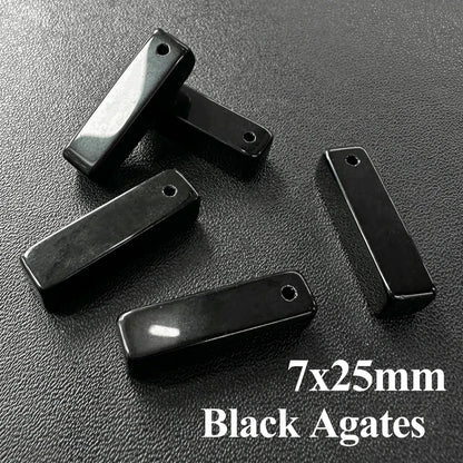 5 teile/los Naturstein Anhänger Rechteck Schwarz Achate Anhänger Charms für Die Herstellung DIY Jewerly Halskette Armband 7x25mm