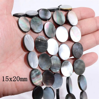 Natürliche graue schwarze Muschelperlen, rund, quadratisch, Perlmutt-Muschelperlen für die Schmuckherstellung, DIY-Charm, Halskette, Armband, Ohrringe