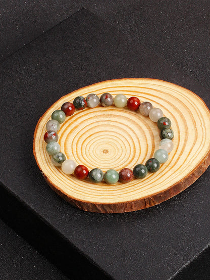 Natural African Bloodstone Beads Bracelet For Courage Protection Grounding Strength Energy Healing & Good Luck Vitality Jewelry