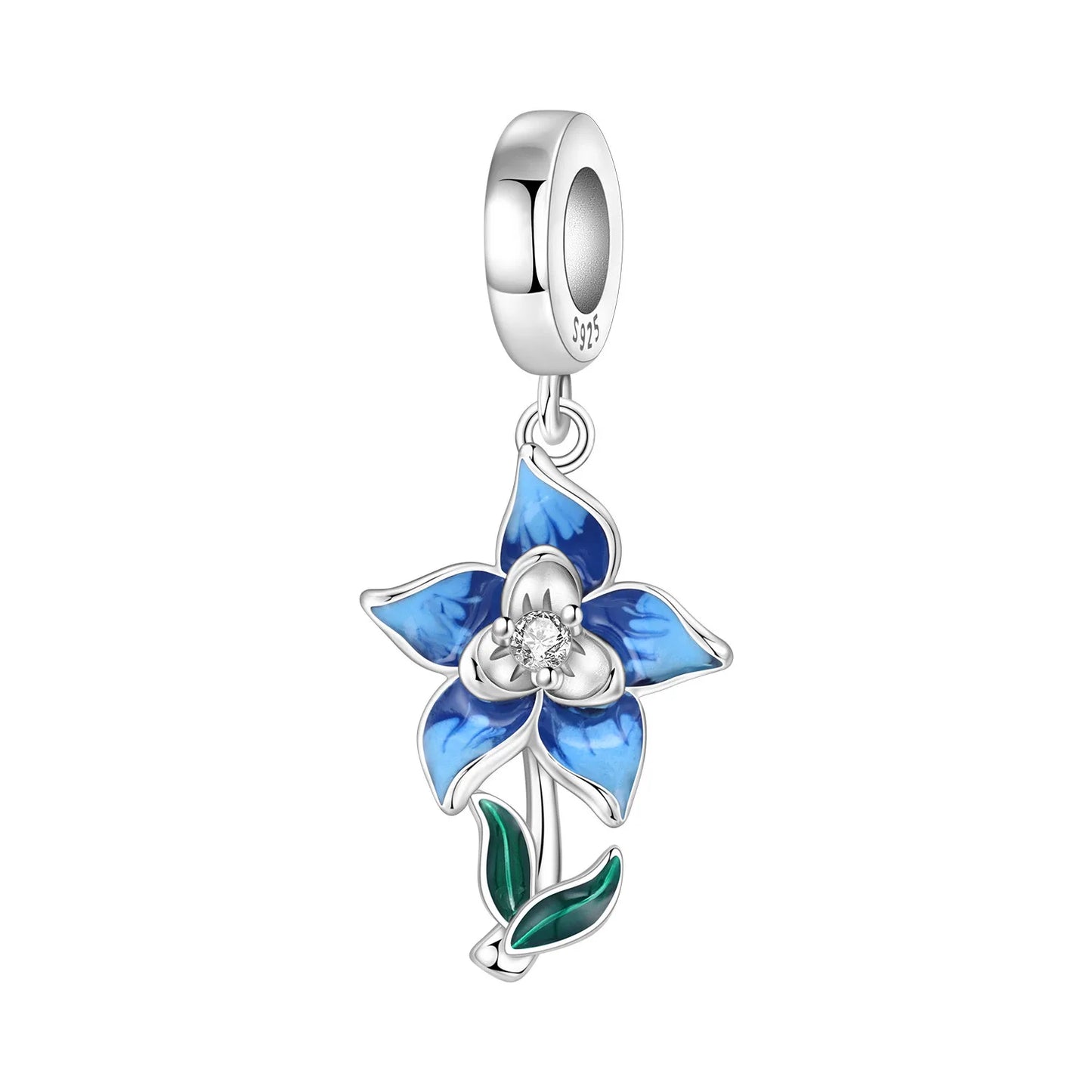 Blue Series Charm-Anhänger aus 925er-Sterlingsilber, Dackel-Feder, Meer, Kokosnussbaum, Stern, Hexe, passend für DIY-Armbänder, Halsketten, Partygeschenke