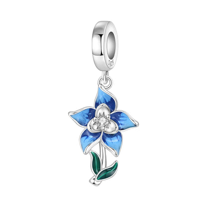 Blue Series Charm-Anhänger aus 925er-Sterlingsilber, Dackel-Feder, Meer, Kokosnussbaum, Stern, Hexe, passend für DIY-Armbänder, Halsketten, Partygeschenke