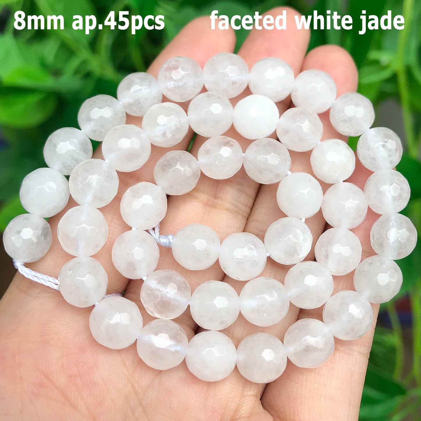 44 Arten weiße Chalcedon-Jade-Achat-Perle, Naturstein, Rondelle-Würfel, facettierte lose Perlen für Schmuckherstellung, Armbänder, Zubehör