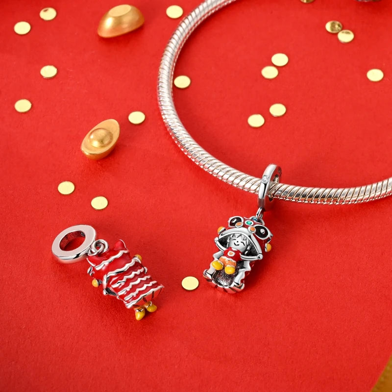 Passend für Original-Armbänder DIY 925 Silber Chinesischer Stil Drachen Glückskatze Charm-Perlen Frühlingsfest Schmuck Geschenk