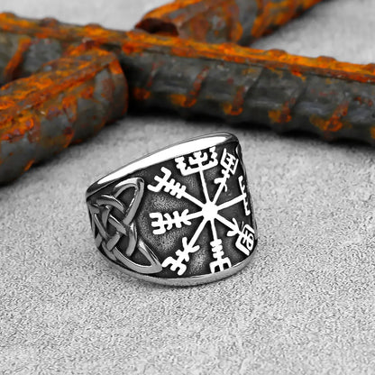 Vintage Edelstahl Wikinger Amulett Ring Nordischer Kompass Runen Männer und Frauen Ringe Teenager Multi Style Schmuck Freund Geschenk