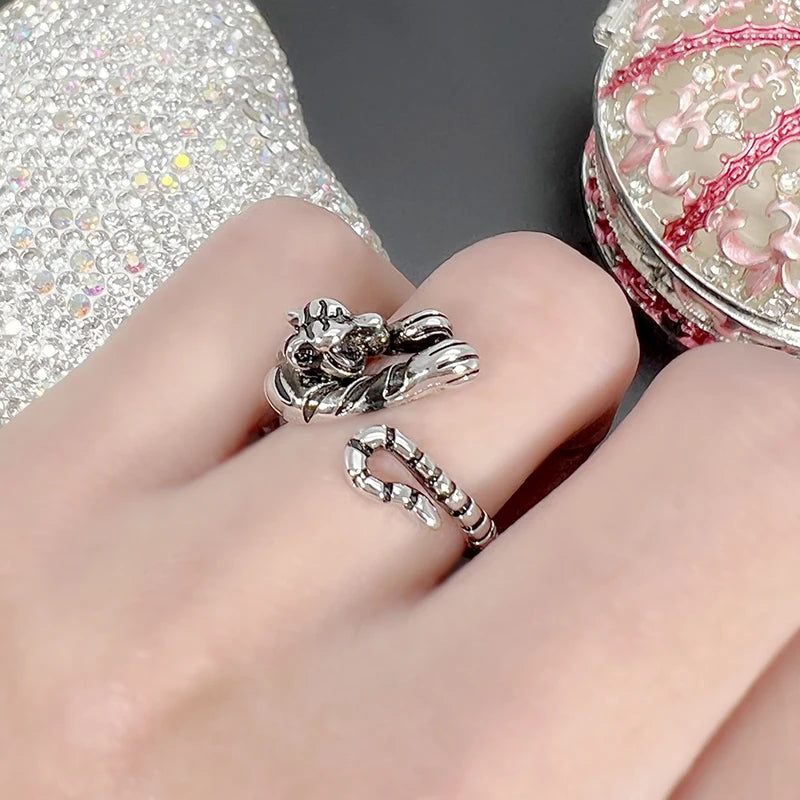 1 Stück heftige Tiger verstellbare Öffnung Ring Männer und Frauen Vintage Punk alten Gold alten Silber Farbe Tiers chmuck Geschenk