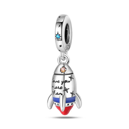 Heißer Verkauf 925er Sterlingsilber Raumschiff-Perlen und Kosmonauten-Anhänger, passend für exquisite Armbänder, schöne Schmuck-Accessoires, Geschenke