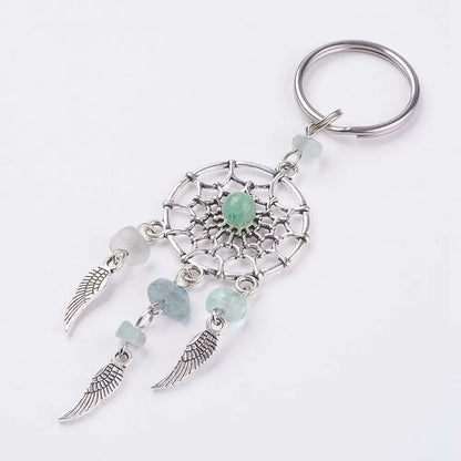 Naturstein Traumfänger Schlüsselanhänger Taschenanhänger Mode Boho Schmuck Flügel Schlüsselanhänger Opal für Frauen Mädchen Party Geschenk