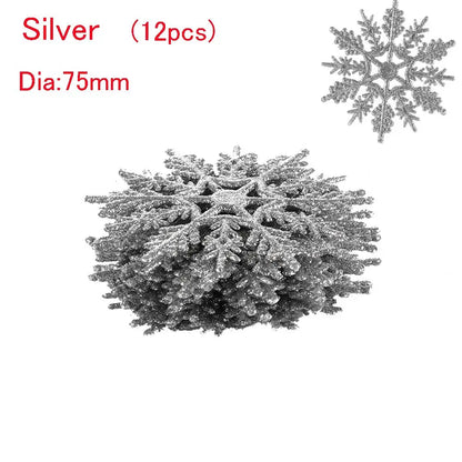 12pcs 7,5 cm Gold pulver Schneeflocke für Weihnachten charmante weiße Weihnachts baum Dekor Weihnachts feier Urlaub Weihnachts schmuck Wohnkultur