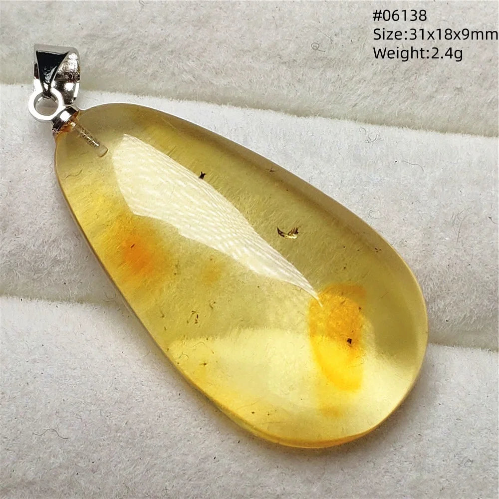 Natürlicher Piebald-Bernstein-Anhänger, gelber Bernstein, 36 x 23 x 14 mm, Edelstein-Anhänger, Halskette, Schmuck, AAAAA