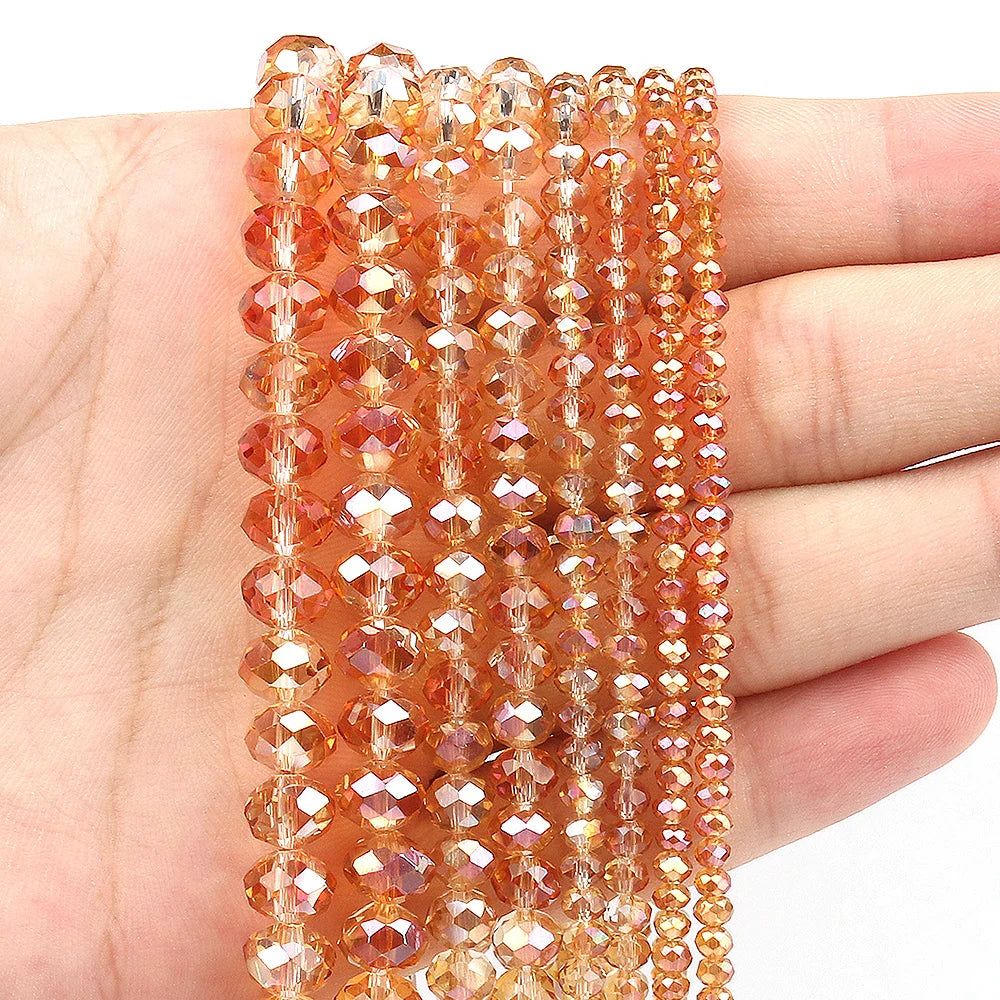 3/4/6/8mm Facettierte Jade Weiße Kristall Glas Perlen Vergoldet Flache Runde Lose Perlen für Schmuck Machen Diy Armband Ohrring