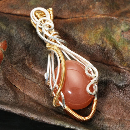 Beliebte Damen-Halskette mit natürlichem Edelstein, Anhänger, weißes Mondlicht, Labrador, handgefertigte Kupfer-Edelstahl-Halskette