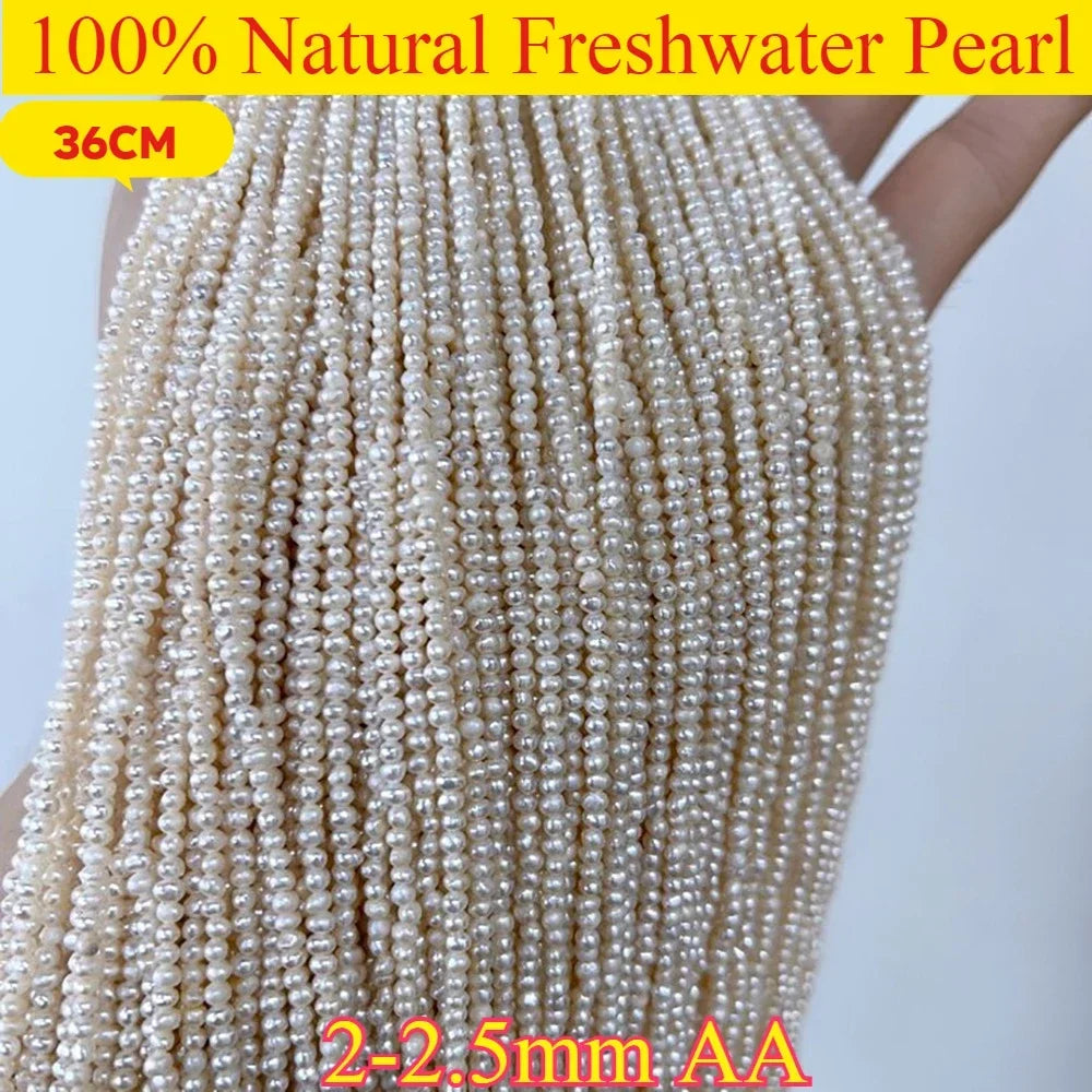 2-2,5mmAA Echte Runde Kleine Weiße Perle Großhandel Natürliche Süßwasser Perle Schmuck MakeDIY Halskette Armband Frauen Geschenk hochzeit