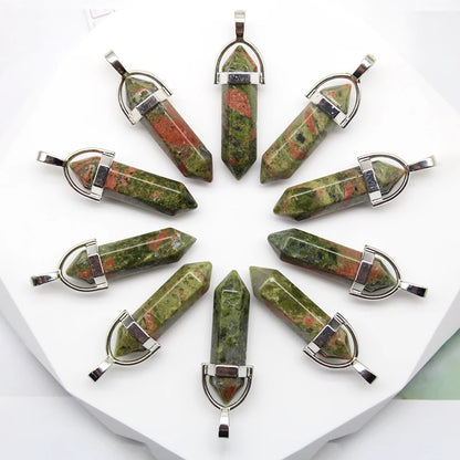 24 stücke Natürliche Stein Achate Quarz Kristall Anhänger Für Halskette Charme Fluorit Sechseckigen Anhänger DIY Schmuck Machen Zubehör