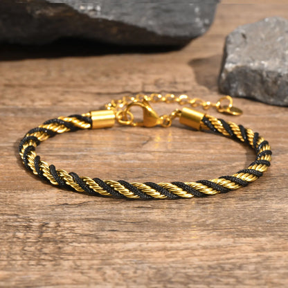 Zweifarbige Kettenarmbänder für Männer und Jungen, verstellbares Armband mit gedrehtem Seil aus Edelstahl, stilvolle Schmuckgeschenke