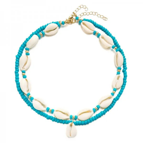 Doppelschicht Strand Muschel Halsband Halsketten Böhmische Natürliche Shell Kurzen Kragen Für Frauen Seil Kette Halsband Zubehör