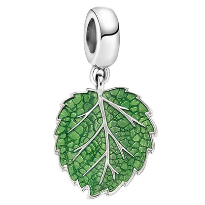 Heißer Verkauf Europa Mode Europäischen 925 Sterling Silber Reine und Frische Grüne Blatt Blütenblatt Anhänger Charme Für Frauen