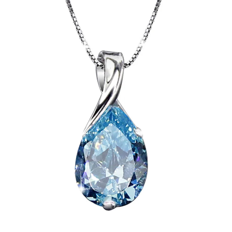 S925 Sterling Silber Halskette Engel Tränen Kristall Rot Anhänger Halskette für Frau Charme Schmuck Geschenk
