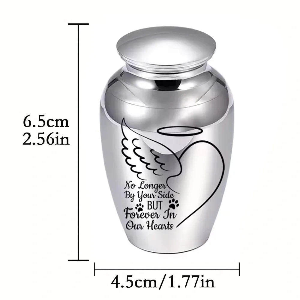 Kleine Andenkenurne für menschliche Asche, Feuerbestattungsurne, Engelsflügel, Mini-Urne, Aschenhalter aus Aluminiumlegierung, kleine Aschenurne – Unser Engel