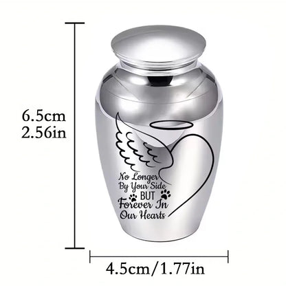 Kleine Andenkenurne für menschliche Asche, Feuerbestattungsurne, Engelsflügel, Mini-Urne, Aschenhalter aus Aluminiumlegierung, kleine Aschenurne – Unser Engel