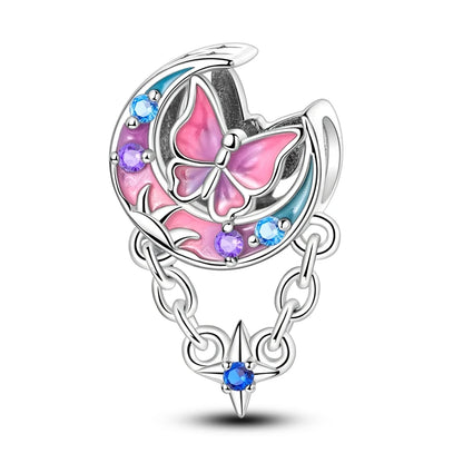 Exquisiter 925er-Sterlingsilber-Charm mit funkelndem Edelstein, Schlüssel, Blume, Schmetterling, passend für DIY-Armbänder, Halsketten, edler Schmuck, Geschenke
