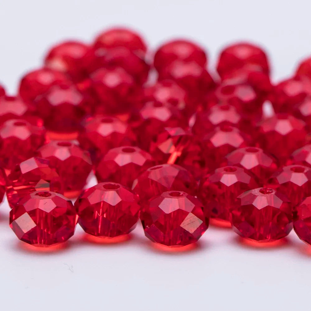 3 4 6 8 MM Rote Tschechische Runde Glaskugel Perlen Für DIY Armband Schmuck Machen Handwerk Zubehör Lose Doppelkegel Kristall Facted Bead