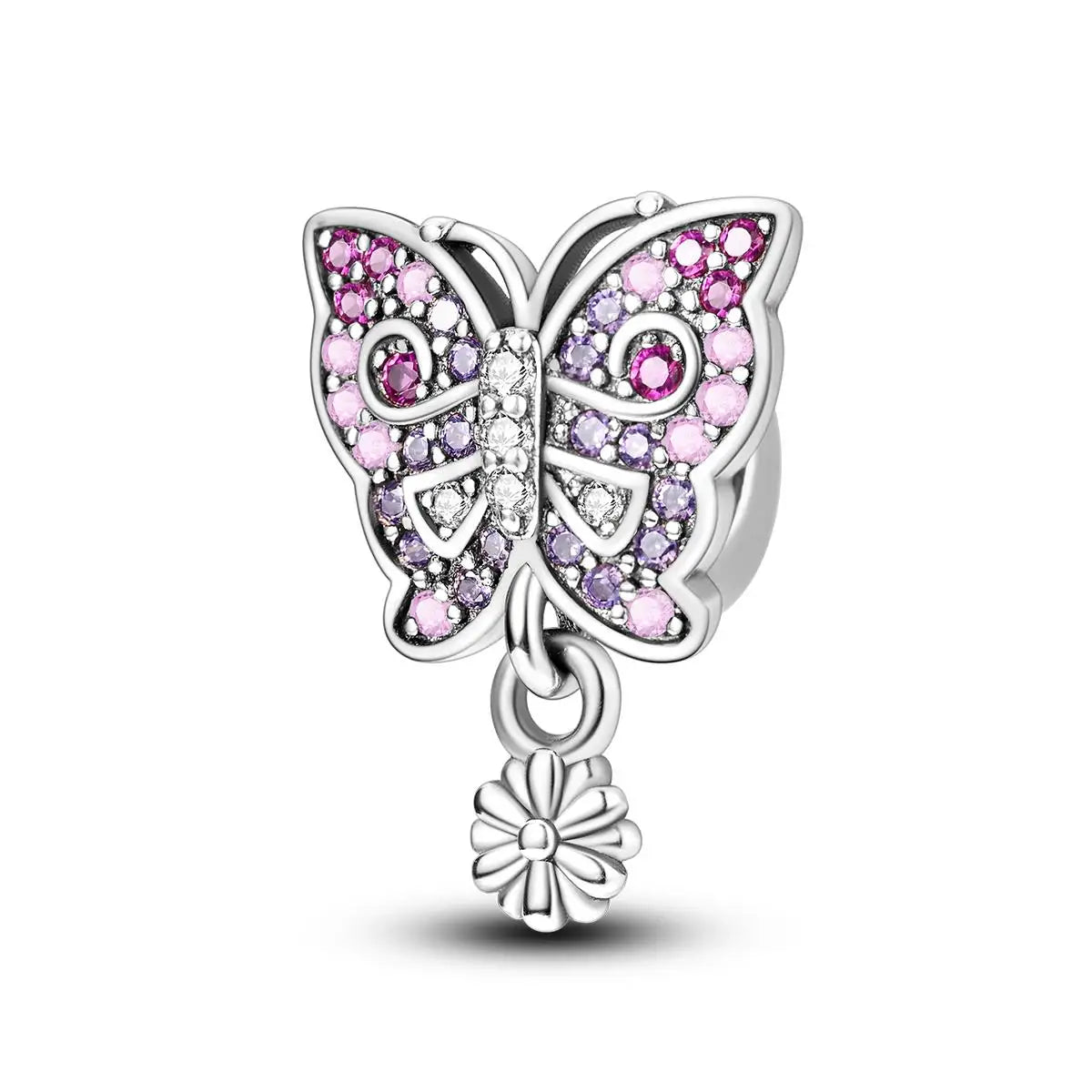 Versilberte Katzenpfote, Zauberwürfel, Blumen-Charms, Anhänger, passend für Original-Armbänder, DIY-Modeschmuck