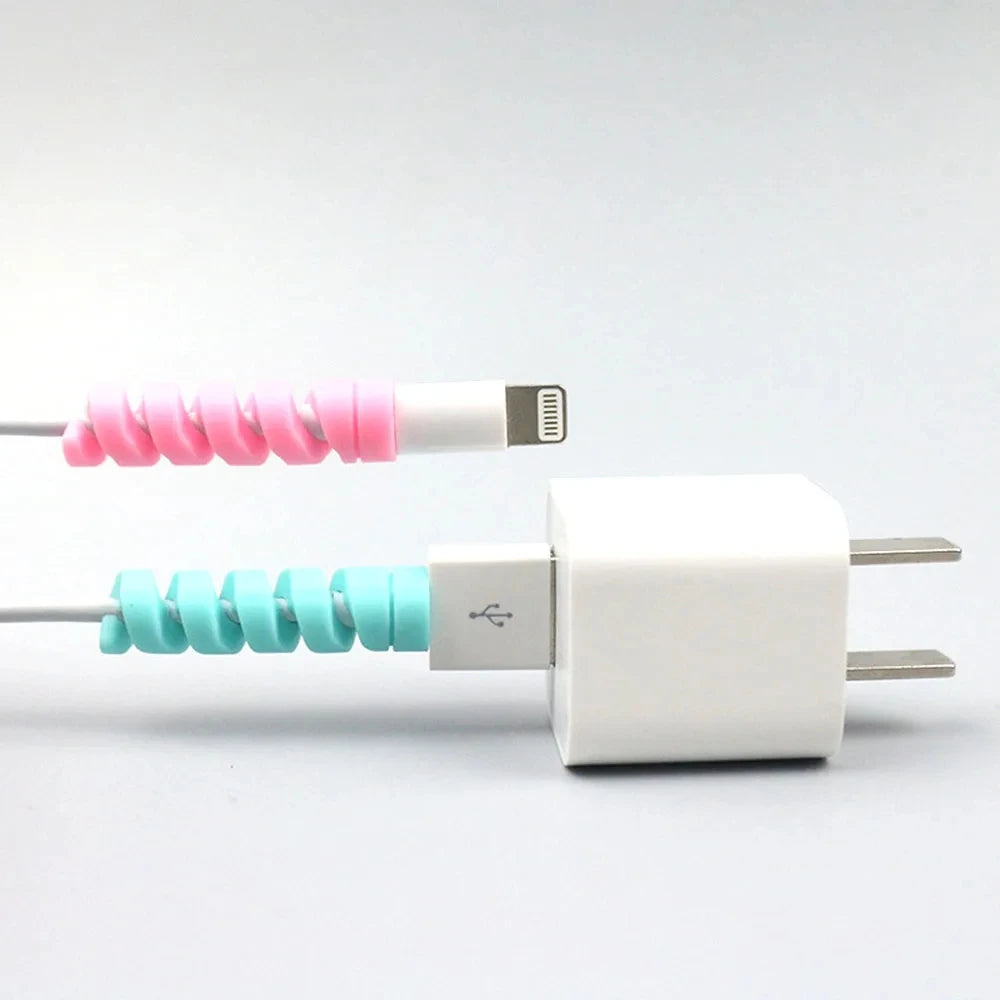 Kabelschutz Silikon Spulenwickler Drahtschutz für iPhone USB Ladegerät Kabel Kabel Schutzhülle Kabelwickler Clip