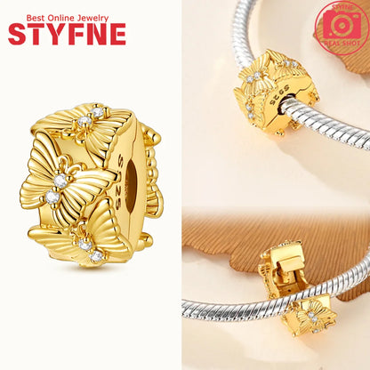 Neues 925er Silber, teilbarer Sonnen- und Mond-Charm, Satr-Herz-Perle, passend für Original-Armbänder für Frauen, edle Schmuckherstellung, Geschenk