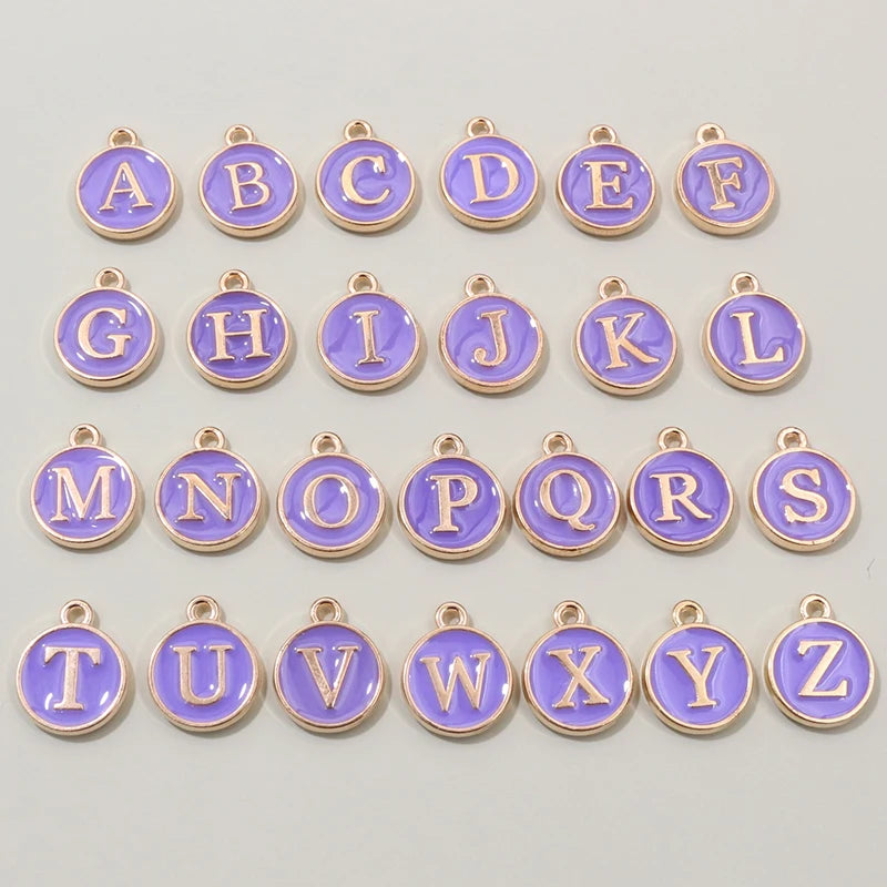 26 Stück 12x14mm A-Z Buchstaben Charms Emaille Alphabet Initial Letter Charms Anhänger Handgemachtes DIY Armband Schmuck Herstellung Zubehör