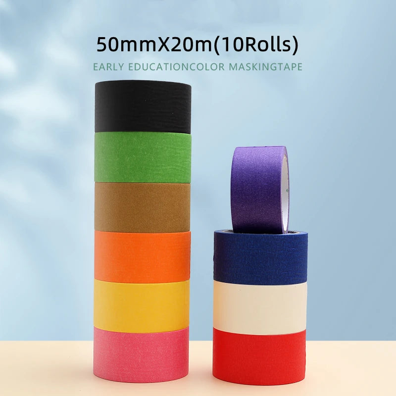 10 Rollen Krepppapier-Klebeband, 20 m Länge, handschriftlich, schützt die Wandmalerei, Zeichnung, keine Spuren, Abdeckband